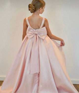 Elsa Powder Pink Long-Train Girls’ Wedding Dress