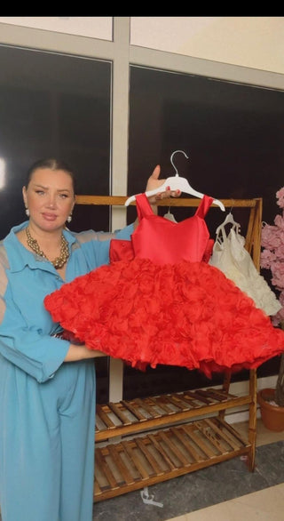 Lose Red Strappy Girls’ Evening Dress