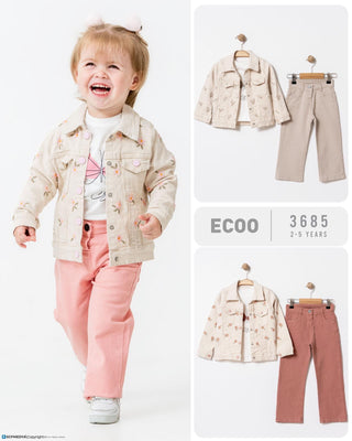 3-Piece Floral Embroidered Jacket, Pants, and Blouse Set