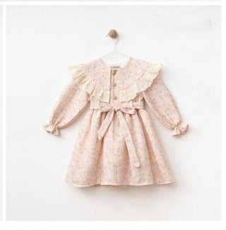 Vintage Pink Floral 4-Piece Girls’ Dress Set