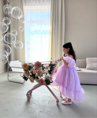 Elizya Lilac Organza Long-Train Girls’ Dress