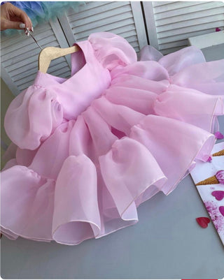 Perry Pink Square-Neck Designer Dress