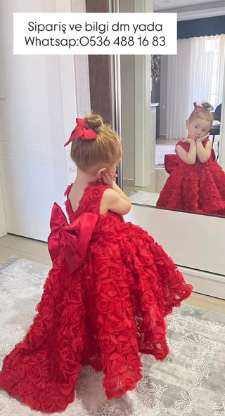 Olimpus Long-Train Red Girls’ Evening Dress