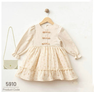 Vintage Romantic Floral 3-Piece Girls’ Dress Set