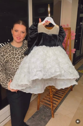 Black Velvet Manolya Long-Sleeve Girls’ Wedding/Evening Dress