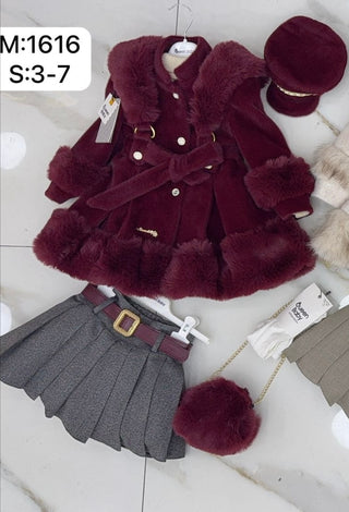 Premium Special Design Burgundy Coat 5-Piece Set