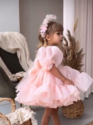 Perry Square-Neck Salmon-Colored Designer Dress