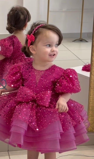 Jasmine Fuchsia Lettuce Skirt Girls’ Dress