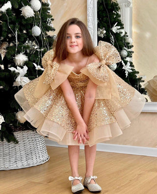 Jerry Gold Girls’ Evening Dress with Stone Embellishments