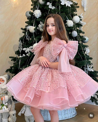 Jerry Pink Girls’ Evening Dress with Stone Embellishments