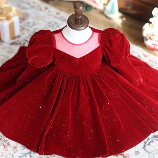 Neol Velvet Red Girls’ Dress