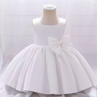White Cross-Bow Design Dress