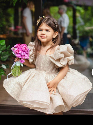 Megan Shimmery Gold Girls’ Evening Dress