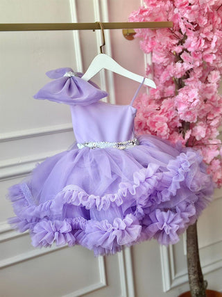 Monica Lilac Sequin Belt Detailed Dress