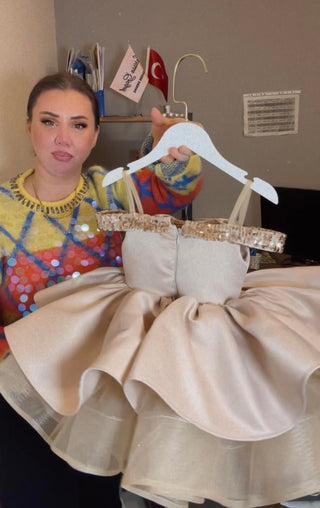 Mono Gold / Taupe Girls’ Evening Dress