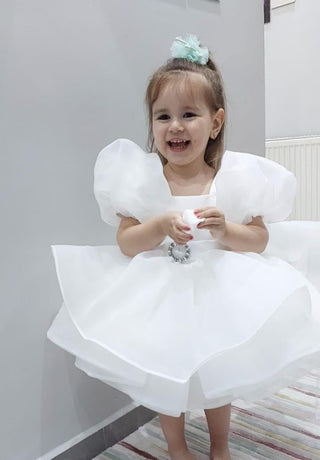 Oscar White Belted Designer Dress