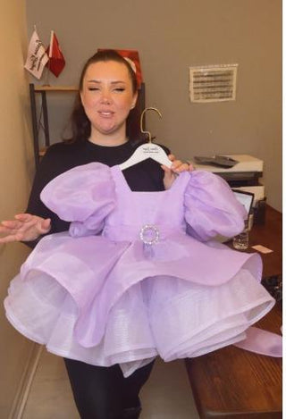 Oscar Lilac Belted Designer Dress