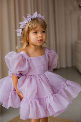 Perry Square-Neck Lilac-Colored Designer Dress